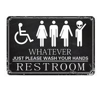 VOTHI Panneau humoristique pour salle de bain - Panneau en métal avec inscription « Just Wash Your Hands » - Décoration murale pour hôtel, maison, salle de bain - 20,3 x 30,5 cm