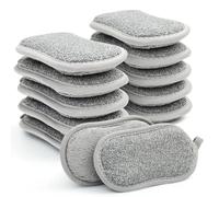 Votoko 12 Pièces Éponge Vaisselle Lavable, Double Faces Eponge Reutilisable Lavable, Anti Rayure, 15×8×2cm Eponges Microfibre pour Vaisselle, Cuisine, Salle De Bain, Verre