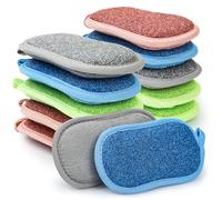 Votoko 12 Pièces Éponges Réutilisable Lavable Éponges Vaisselle Doubles Durable 15×8×2cm Eponges Microfibre pour Vaisselle Cuisine Salle De Bain Verre