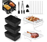 Votoko 17 Pcs Accessoires Air Fryer pour, 7,6-9,5L Dual Air Fryer Accessoires, Accessoire de Friteuse à Air avec Moule Silicone, pour Friteuse à Air Double Zone Af300EU, Af400EU, Af500EU