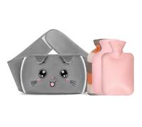 Votoko 3 en 1 Bouillotte Ceinture, Bouillottes Regles Douloureuses, 1L Bouillotte Ventre avec Housse Peluche et Taille Douce, Bouteille eau Chaude pour Chauffe Main épaule Dos, Enfant Adulte(Chat)