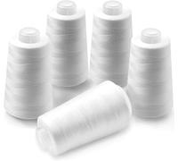 Votoko 5pcs Bobines de Fils à Coudre en Polyester 40S/2, fil surjeteuse pour Machine à Coudre 13715 Mètres par Parfait pour la Couture, le Matelasser, le Patchwork, la Main et la Machine (5 Blanc)