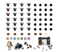 Votoko 60 Yeux de sécurité 16 mm avec/sans Cils & Nez triangulaires 14-18 mm, boîte Incluse - Yeux Plastiques colorés pour Crochet, amigurumi, poupées et DIY