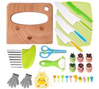Votoko Kit Couteau Sécurité de Cuisine pour Enfants, Ustensiles Cuisine pour Enfants, Couteaux Montessori, Gants de Protection, Planche à Découper, Idéal pour Petits Chefs (28 Pièces)