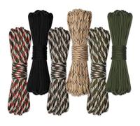 Votoko Lot de 6 Paracorde 4mm x 10 m, Corde de 7 Strands 100% Nylon Paracorde, Bracelet Paracorde pour Bracelet/Laisse de Chien,Camping,Activités Extérieures, Résistante à la Traction Jusqu’à 250 kg
