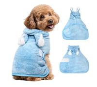 Votoko Peignoir pour Chien en Microfibre, Serviette Super Absorbante et Séchage Rapide, Fermeture Velcro et Bouton Réglable, Lavable pour Animaux après Baignade(Bleu, XS)