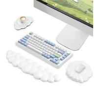 Votoko Repose-poignet ergonomique avec clavier en cuir PU, mousse à mémoire de forme, tapis de souris 3 en 1 pour jeux, maison/bureau