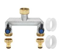 Votoko Robinet Distributeur 2 Voies, Adaptateur de Tuyau D'arrosage 3/4, Distributeur D'eau à 2 Voies de avec à Boisseau Sphérique, Vanne 2 Voies Distributeu D'eau Les systèmes d'irrigation (2 Voies)