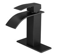 VOTON Robinet de salle de bain cascade noir mat, poignée unique, robinet de toilettes à un trou avec support de pont