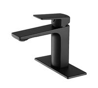 VOTON Robinet de salle de bain noir à trou unique pour lavabo de salle de bain, robinet de vanité moderne, un trou à 3 trous avec plaque de terrasse, robinet de salle de bain pour camping-car