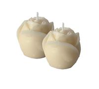 votre château Bougie rose lot de 2 bougies décoratives, bougie sur pied, bouton de rose, fleur de rose, fabriquée à la main en blanc dans un coffret cadeau, env. 3x3,5cm