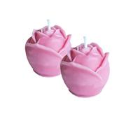Votre Château Bougie Rose Lot de 2 Bougies Décoratives sur Pied, Bouton et Pétale de Rose Fait à la Main en Foncé, Coffret Cadeau, env. 3x3,5cm
