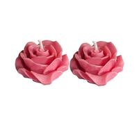 Votre Château Bougie Rose Lot de 2 Bougies Décoratives Sur Pied Fleur de Rose Faite à la Main en Foncé, Coffret Cadeau, Env. 4x2 cm