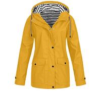 Votre Compte Ciré Femme Imperméable Manches Longues Manteau De Pluie Femme Automne Hiver Impermeable Veste Femme Mi Saison Capuche Parka Cadeau Fete des Meres Utile(1B-Jaune,5XL)