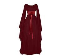 Votre Compte Deguisement Halloween Femme Déguisement d'halloween Robe Medievale Femme Sorciere Sorcière Costume Nonne Cosplay Femme Grande Taille Adulte Médiévale(Vin,S)