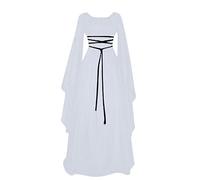 Votre Compte Femme Déguisement d'halloween Robe Blanche Gothique Femme Crew Neck Long Sleeve Deguisement Vampire Femme Chic et Elegant Halloween Costume Adulte(Blanc,XXL) C1