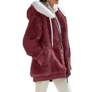 Votre Compte Manteau Femme Hiver Halloween Mode Epaisse Poncho Polaire Femme Outdoor Décontracté Pull Pas Cher Coupe Vent Pull Femme Coton À Capuche Funky Vêtements Casual 1# Vin XL