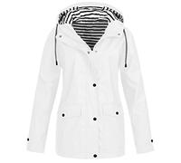 Votre Compte Parka Femme Mi Saison Manteaux Veste Imperméable Femme Manches Longues Trench Capuche Vestes De Randonnée Anti-Pluie Femme Pluie Vetement Grande Taille(1A-Blanc,3XL)