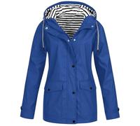 Votre Compte Veste De Pluie Femme Mi Saison Ciré Impermeable Femme Capuche Printemps Été Grande Taille Vestes De Randonnée Anti-Pluie Softshell Parka Protection Pluie(1B-Bleu,XL)