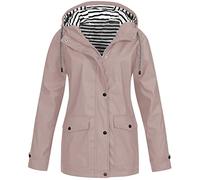 Votre Compte Veste Impermeable Femme Capuche Protection Pluie Loose Manteau De Pluie Femme en Impermeable Cire Blouson Femme Mi Saison Plus Size Manteaux Imperméables(1B-Rose,5XL)