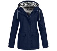 Votre Compte Veste Impermeable Femme Capuche Protection Pluie Loose Manteau De Pluie Femme en Impermeable Cire Blouson Femme Mi Saison Plus Size Manteaux Imperméables(1B-Marine,5XL)