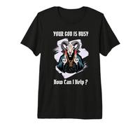 Votre Dieu est occupé, Comment Puis-Je Vous Aider ? Baphomet Satanic, drôle T-Shirt Haut de Gamme