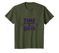 Votre Emploi du Temps est Fine Time Management Queen T-Shirt, Enfant, Olive, 4 Ans