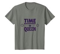 Votre Emploi du Temps est Fine Time Management Queen T-Shirt, Enfant, Vert Kaki chiné, 2 Ans