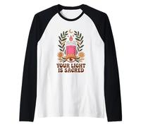 Votre lumière est sacrée, motif en forme d'œil de bougie Manche Raglan