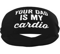 Votre Papa est Mon Bandeau de Sport Cardio pour Hommes et Femmes, élastiques antidérapants pour Le Basket-Ball, Le Tennis, l'entraînement, la Gym, Le Yoga, absorbants et Respirants (Noir)