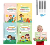 Votre petit explorateur écrit des livres,Moteur Classement des classeurs magiques,Encre magique Pratique d'écriture rainurée, livre de copie,Réutilisation de pratiques d'écriture manuscrite (10pcs)