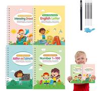 Votre petit explorateur écrit des livres,Moteur Classement des classeurs magiques,Encre magique Pratique d'écriture rainurée, livre de copie,Réutilisation de pratiques d'écriture manuscrite (5pcs)