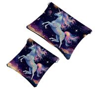 Votre solution de voyage : 2 pcs Art Starry Unicorn-1233 Shrapnel Pouch - Trousse de maquillage compacte, Multicolore 07, A:7.1x5.8in/18x14.8cm,B:4.7x4.5in/12x11.5cm