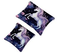 Votre solution de voyage : 2 pcs Art Starry Unicorn-1233 Shrapnel Pouch - Trousse de maquillage compacte, Multicolore 10., A:7.1x5.8in/18x14.8cm,B:4.7x4.5in/12x11.5cm