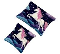 Votre solution de voyage : 2 pcs Art Starry Unicorn-1233 Shrapnel Pouch - Trousse de maquillage compacte, Multicolore 02, A：7.1x5.8in/18x14.8cm，B:4.7x4.5in/12x11.5cm