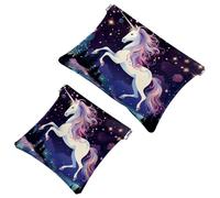 Votre solution de voyage : 2 pcs Art Starry Unicorn-1233 Shrapnel Pouch - Trousse de maquillage compacte, Multicolore 04, A:7.1x5.8in/18x14.8cm,B:4.7x4.5in/12x11.5cm