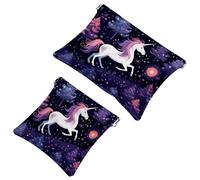 Votre solution de voyage : 2 pcs Dream Starry Unicorn-1200 Shrapnel Pouch - Trousse de maquillage compacte, Multicolore 02, A：7.1x5.8in/18x14.8cm，B:4.7x4.5in/12x11.5cm