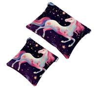 Votre solution de voyage : 2 pcs Dream Starry Unicorn-1200 Shrapnel Pouch - Trousse de maquillage compacte, Multicolore 04, A:7.1x5.8in/18x14.8cm,B:4.7x4.5in/12x11.5cm