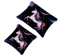 Votre solution de voyage : 2 pcs Dream Starry Unicorn-1200 Shrapnel Pouch - Trousse de maquillage compacte, Multicolore 03, A:7.1x5.8in/18x14.8cm,B:4.7x4.5in/12x11.5cm