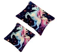 Votre solution de voyage : 2 pcs Dream Starry Unicorn-1200 Shrapnel Pouch - Trousse de maquillage compacte, Multicolore 06, A：7.1x5.8in/18x14.8cm，B:4.7x4.5in/12x11.5cm
