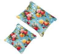 Votre solution de voyage : 2 pcs Fresh Summer Fruits-870 Shrapnel Pouch - Trousse de maquillage compacte, Multicolore 10., A：7.1x5.8in/18x14.8cm，B:4.7x4.5in/12x11.5cm