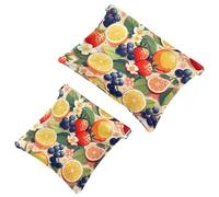 Votre solution de voyage : 2 pcs Fresh Summer Fruits-870 Shrapnel Pouch - Trousse de maquillage compacte, Multicolore 04, A：7.1x5.8in/18x14.8cm，B:4.7x4.5in/12x11.5cm