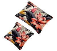Votre solution de voyage : 2 pcs Ink Plants-309 Shrapnel Pouch - Trousse de maquillage compacte, Multicolore 02, A：7.1x5.8in/18x14.8cm，B:4.7x4.5in/12x11.5cm