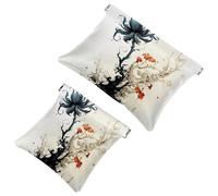 Votre solution de voyage : 2 pcs Ink Plants-342 Shrapnel Pouch - Trousse de maquillage compacte, Multicolore 04, A：7.1x5.8in/18x14.8cm，B:4.7x4.5in/12x11.5cm