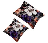 Votre solution de voyage : 2 pcs Ink Plants-408 Shrapnel Pouch - Trousse de maquillage compacte, Multicolore 04, A：7.1x5.8in/18x14.8cm，B:4.7x4.5in/12x11.5cm
