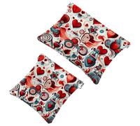 Votre solution de voyage : 2 pcs Red Love Valentine's Day-738 Shrapnel Pouch - Trousse de maquillage compacte, Multicolore 09, A：7.1x5.8in/18x14.8cm，B:4.7x4.5in/12x11.5cm