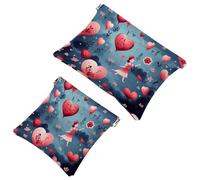 Votre solution de voyage : 2 pcs Red Love Valentine's Day-738 Shrapnel Pouch - Trousse de maquillage compacte, Multicolore 03., A：7.1x5.8in/18x14.8cm，B:4.7x4.5in/12x11.5cm