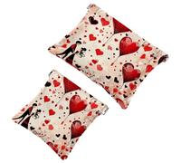 Votre solution de voyage : 2 pcs Sweet Valentine's Day Red Love-804 Shrapnel Pouch - Trousse de maquillage compacte, Multicolore 04, A：7.1x5.8in/18x14.8cm，B:4.7x4.5in/12x11.5cm