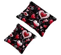 Votre solution de voyage : 2 pcs Sweet Valentine's Day Red Love-804 Shrapnel Pouch - Trousse de maquillage compacte, Multicolore 02, A：7.1x5.8in/18x14.8cm，B:4.7x4.5in/12x11.5cm