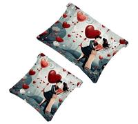 Votre solution de voyage : 2 pcs Sweet Valentine's Day Red Love-804 Shrapnel Pouch - Trousse de maquillage compacte, Multicolore 07, A：7.1x5.8in/18x14.8cm，B:4.7x4.5in/12x11.5cm